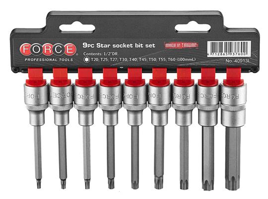 FOR 40913L 1/2" Doppenset lang Torx 9 delig