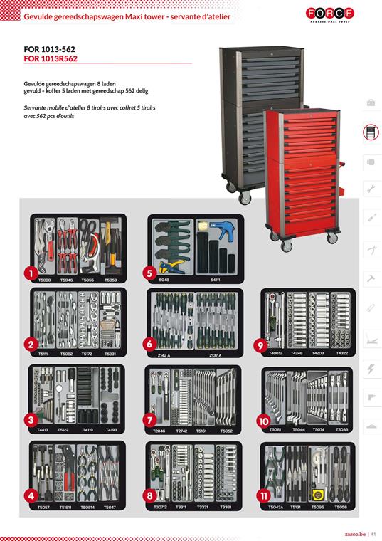 FOR 1013-562 Maxi Tower gereedschapswagen+koffer 562 dlg