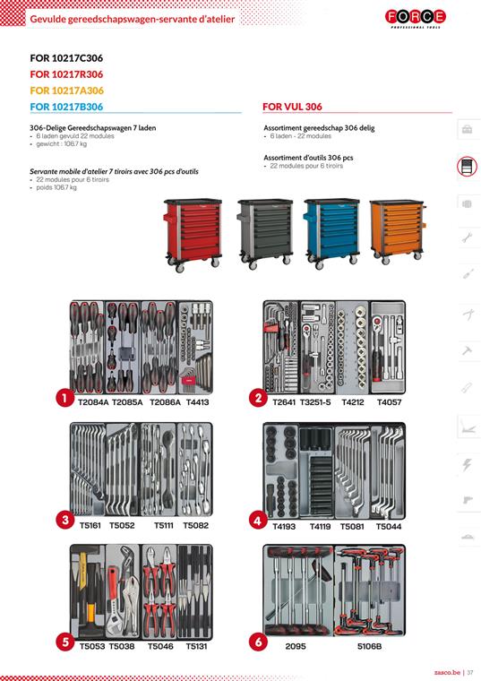 FOR 10217C306 Gevulde gereedschapswagen 306 dlg
