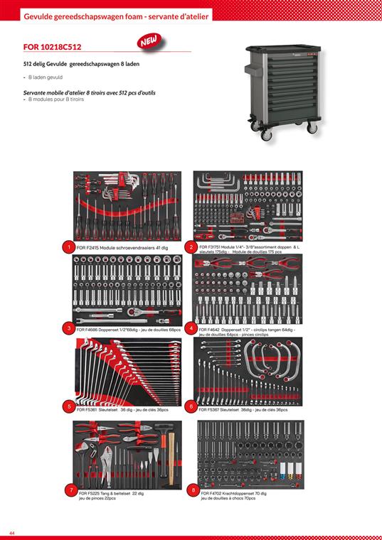 FOR 10218C512 Gevulde gereedschapswagen 512dlg 