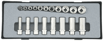 FOR T3193 Tc module met doppenassortiment 19 dlg SAE 3/8"